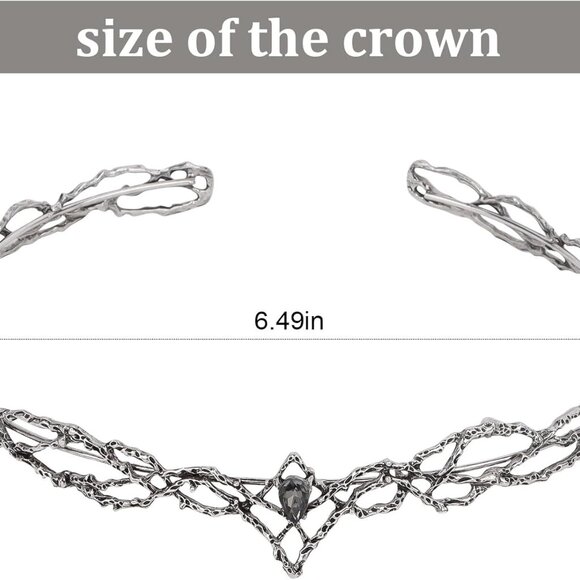 Rhinestone Fairy Crown for Women Crystal Elf Crown Silver/Gold Circlet Costume H - Picture 4 of 7